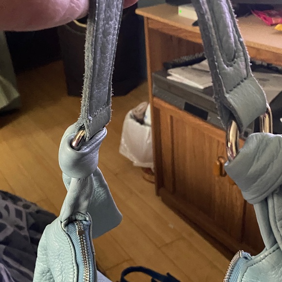 b. makowsky Woven Panel Studded Shoulder Bag - Light Blue - Picture 9 of 14